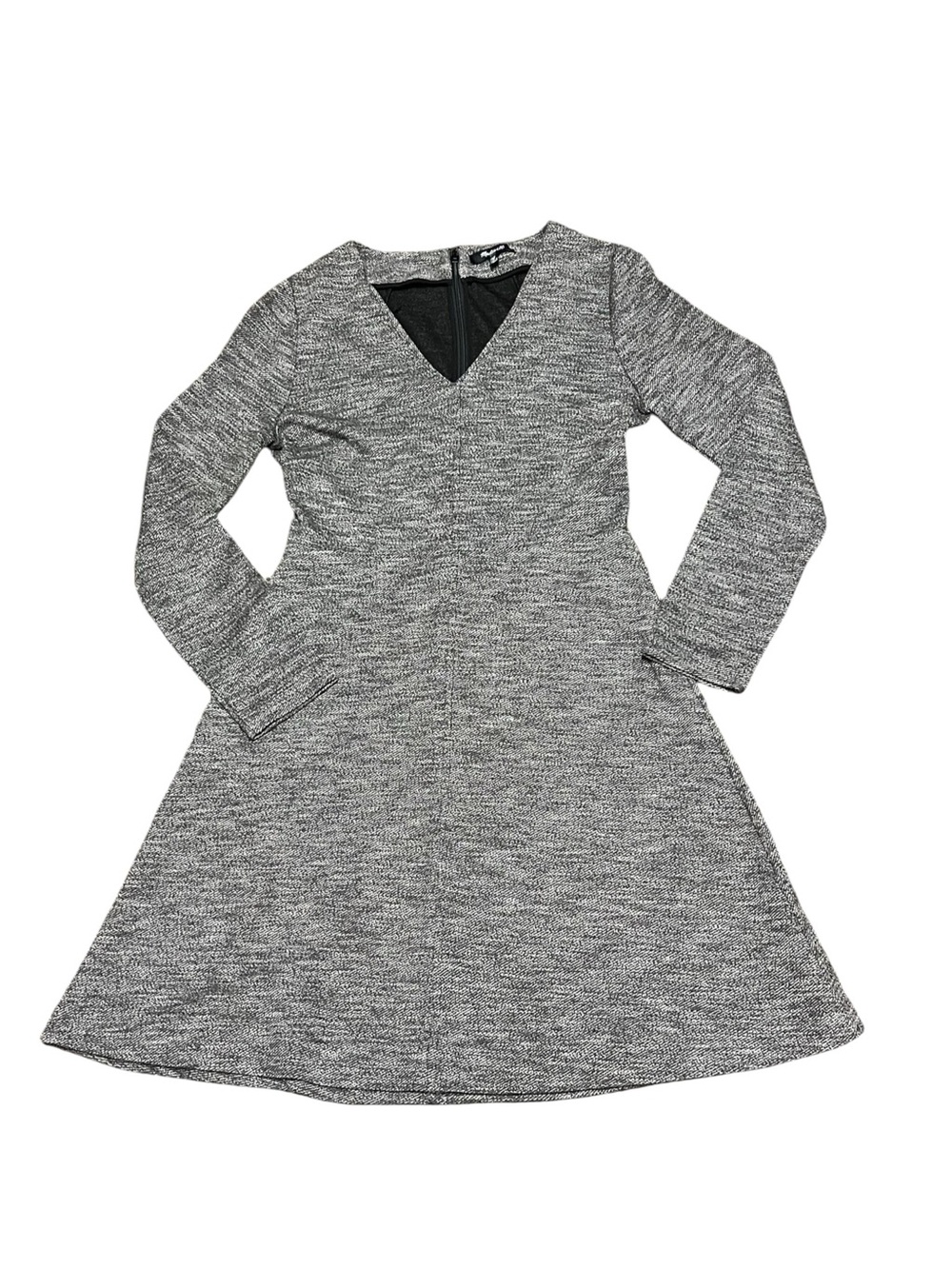 Madewell Women's Gray Marled Bridgewalk V-Neck A-Line Dress Size 4
